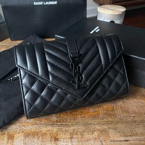 YSL All Black Chain Shoulder Bag Crossbody Bag